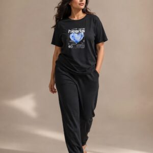 Black Graphic Night Suit