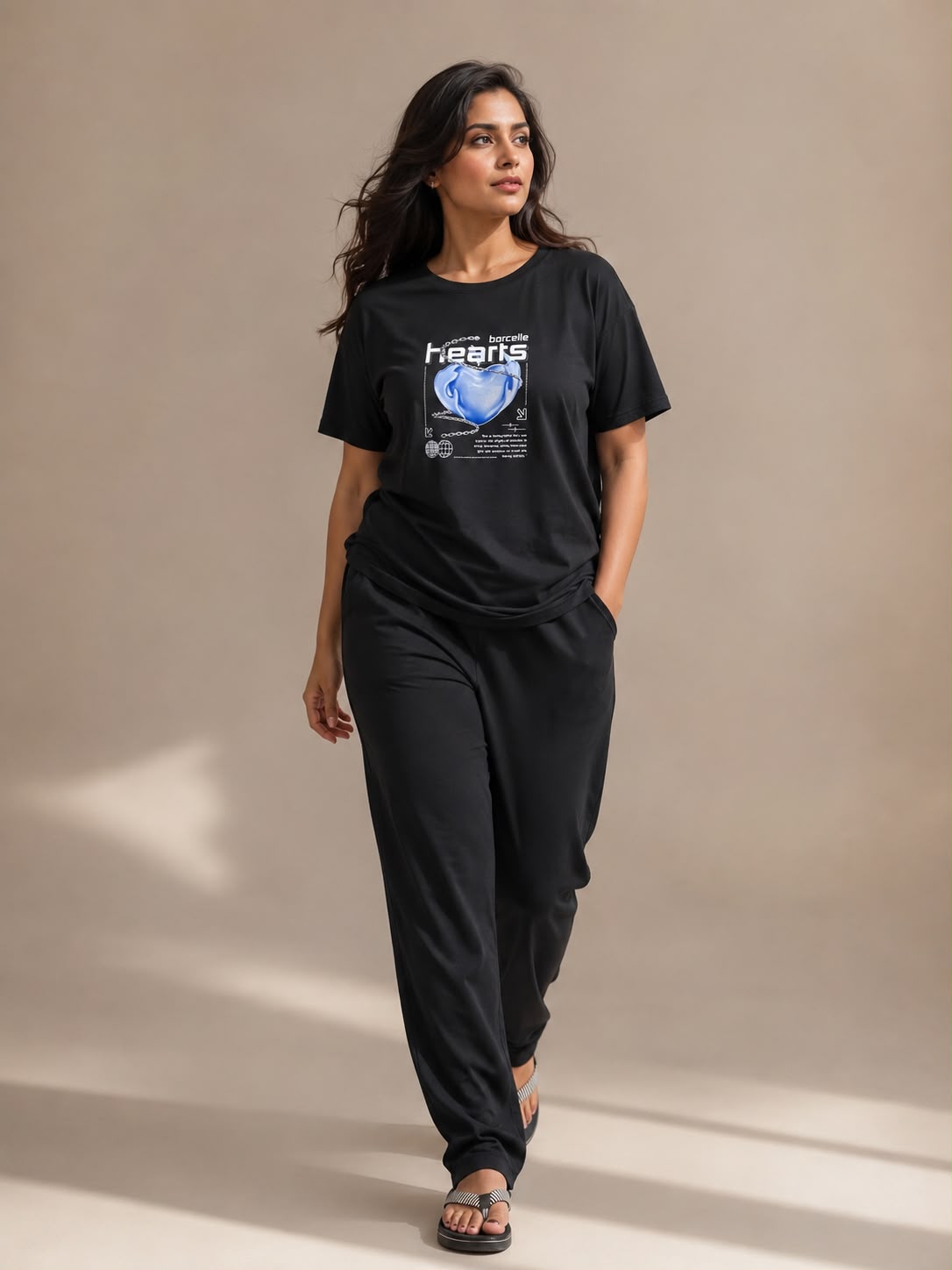 Black Graphic Night Suit