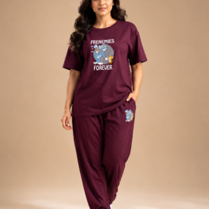 Burgundy Frenemies Night Suit
