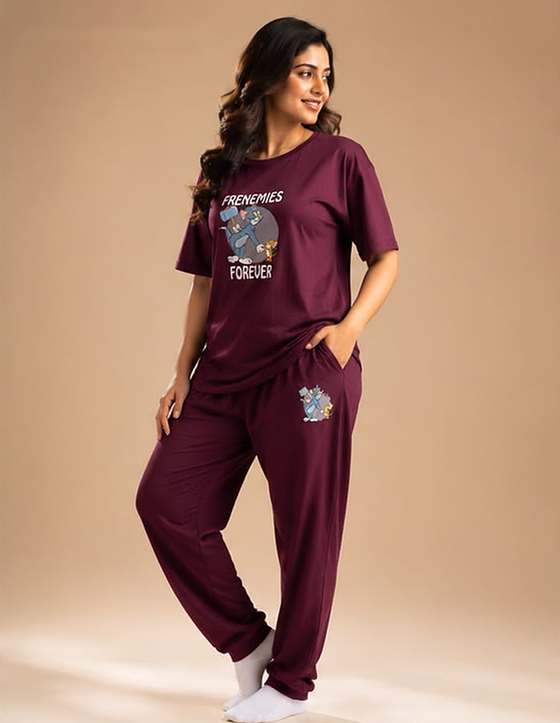 Burgundy Frenemies Night Suit